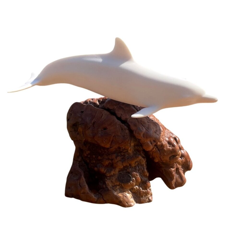Sculpture White Dolphin by Artist John Perry on Burlwood Beautiful REPURPOSE !!